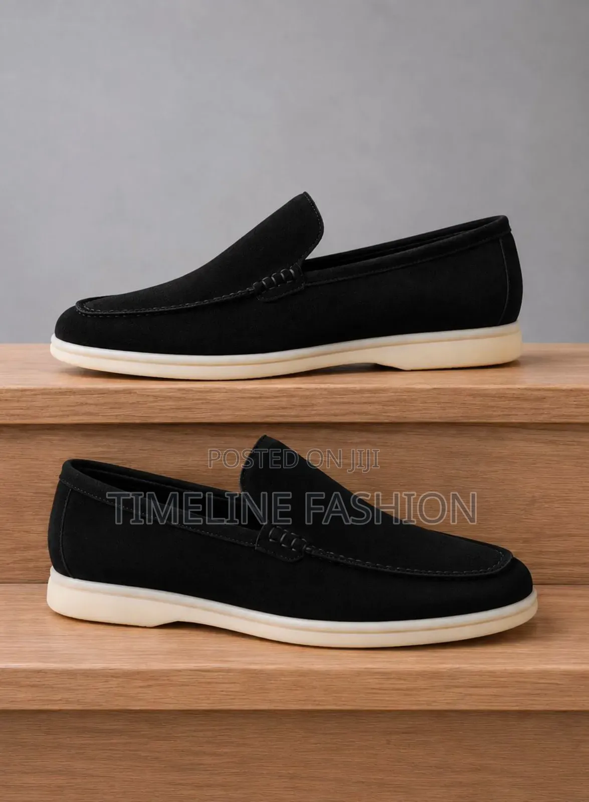 Men's Loro Piana Suede Durable Loafers Black