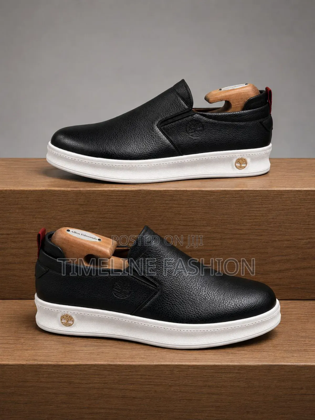 Black and White Sole Timberland Leather Sneakers