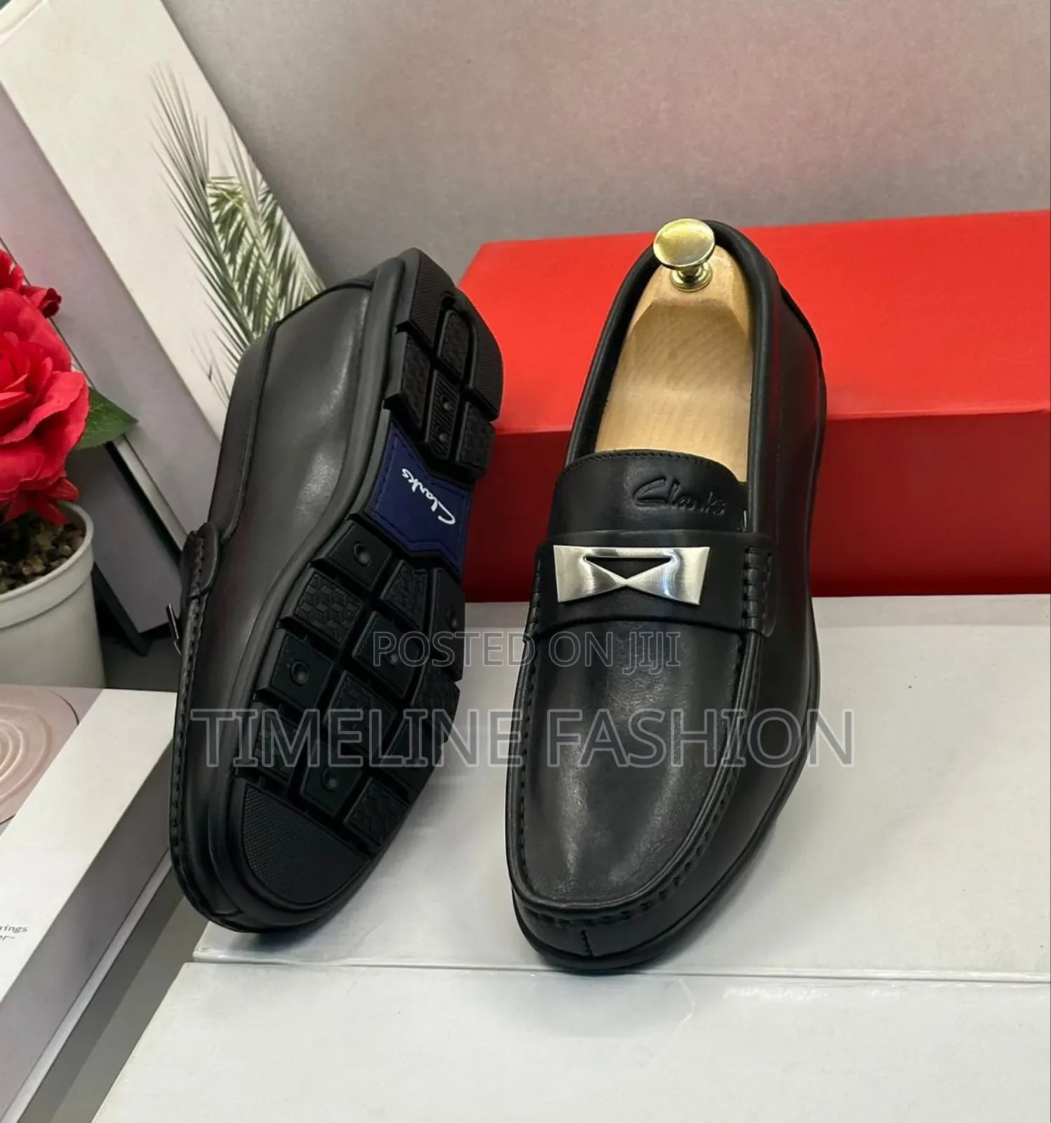 Genuine Leather Men's Clark's Loafers Black Colour