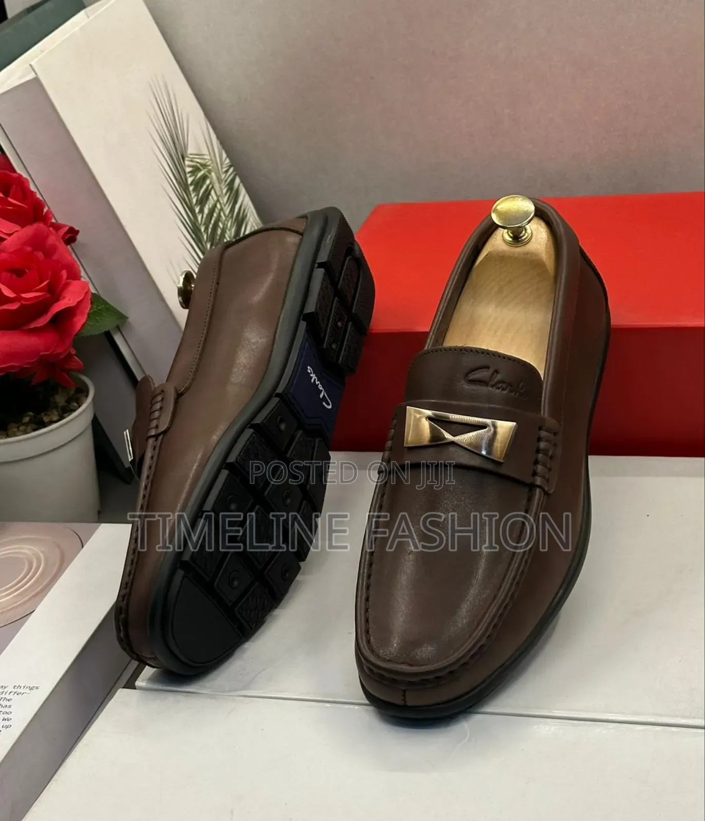 Coffee Brown Clark's Men's Leather Loafers Size 39 -46