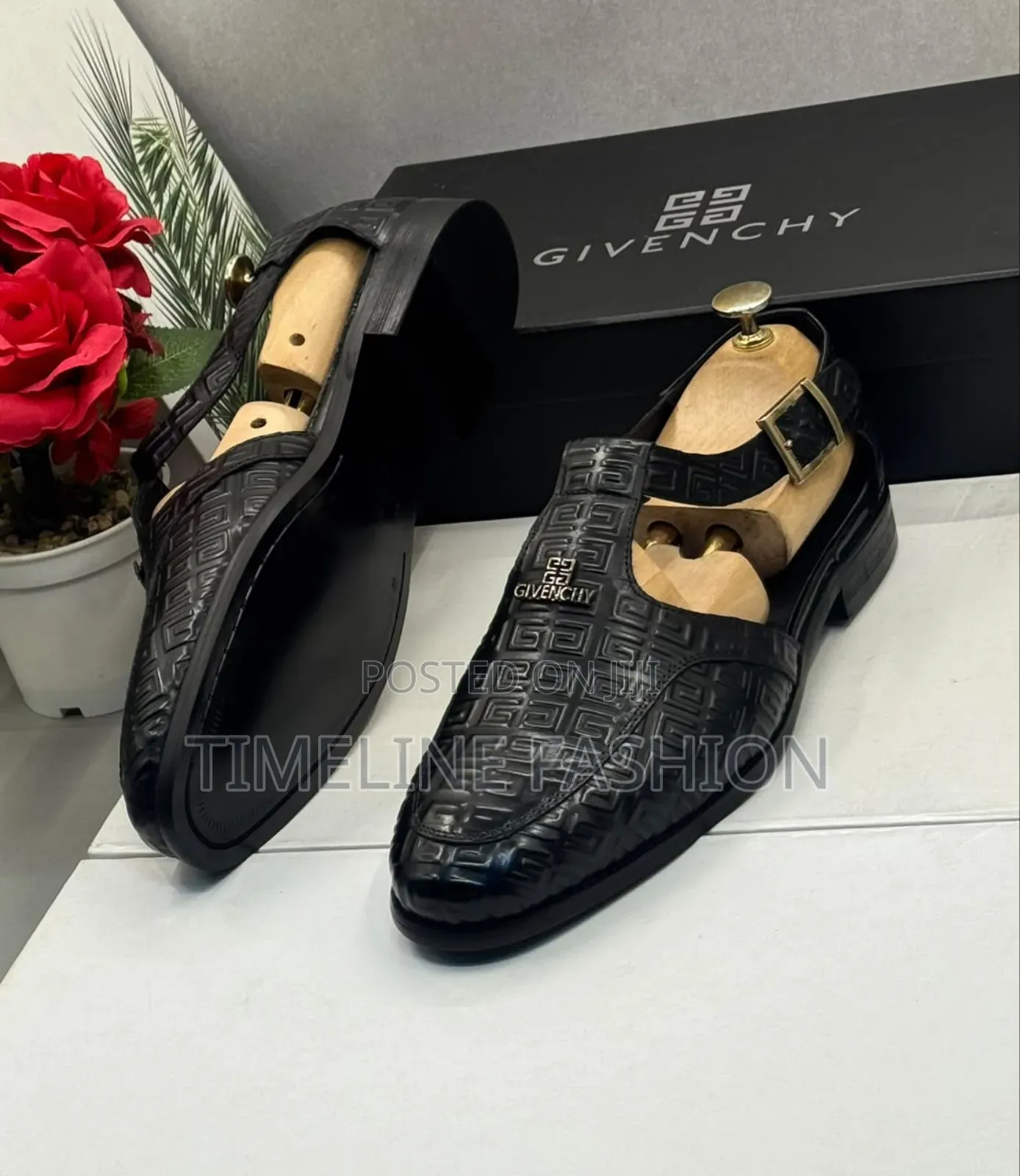 Givenchy Men's Durable Leather Shoes Sandals 39-45 Black