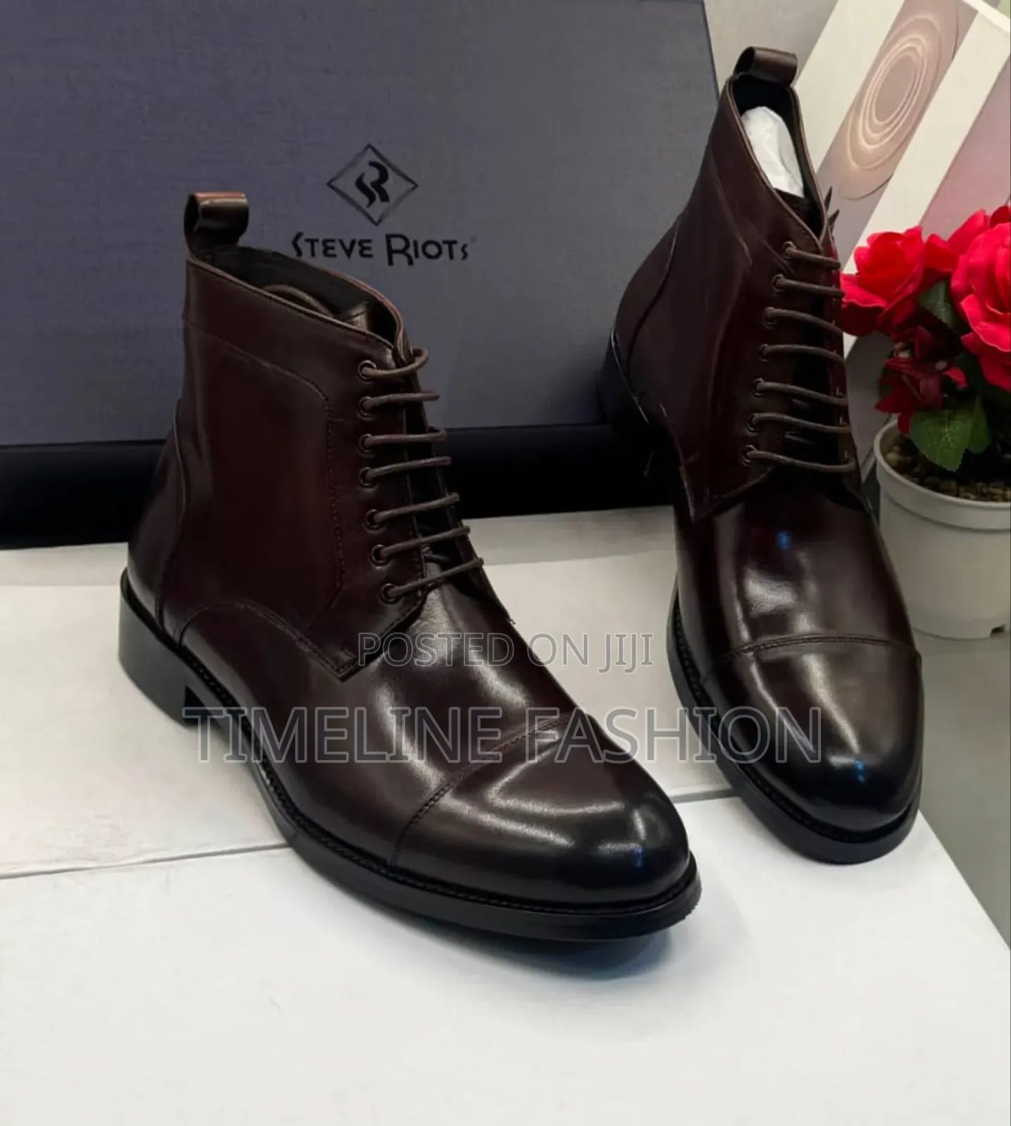 Steve Riot Coffee Brown Men's Leather Long Boots