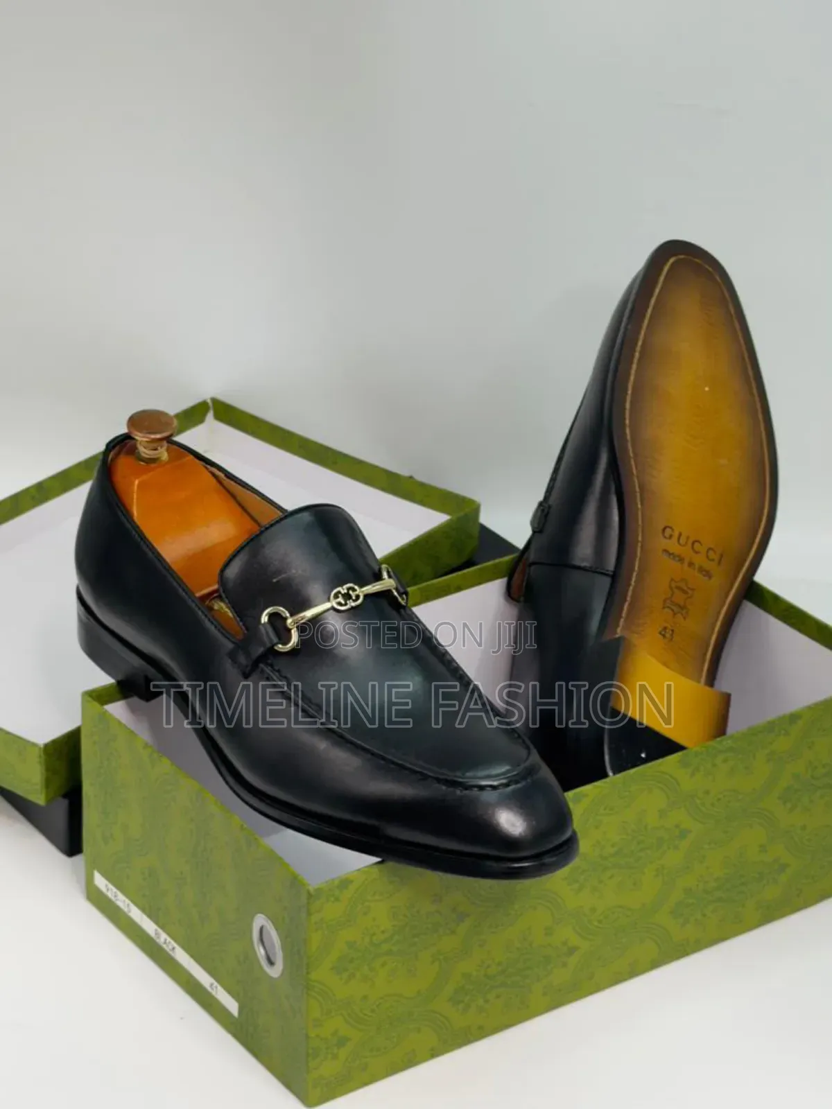 Quality Men's Black Leather Gucci Easy Fix Shoes