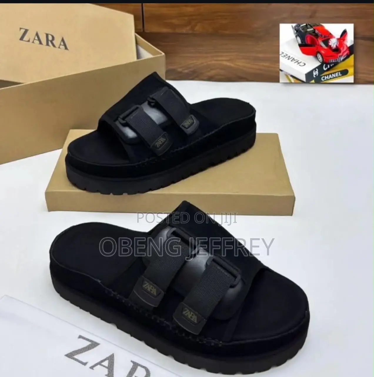 Original Zara Suede Slides Double Adjustable Straps