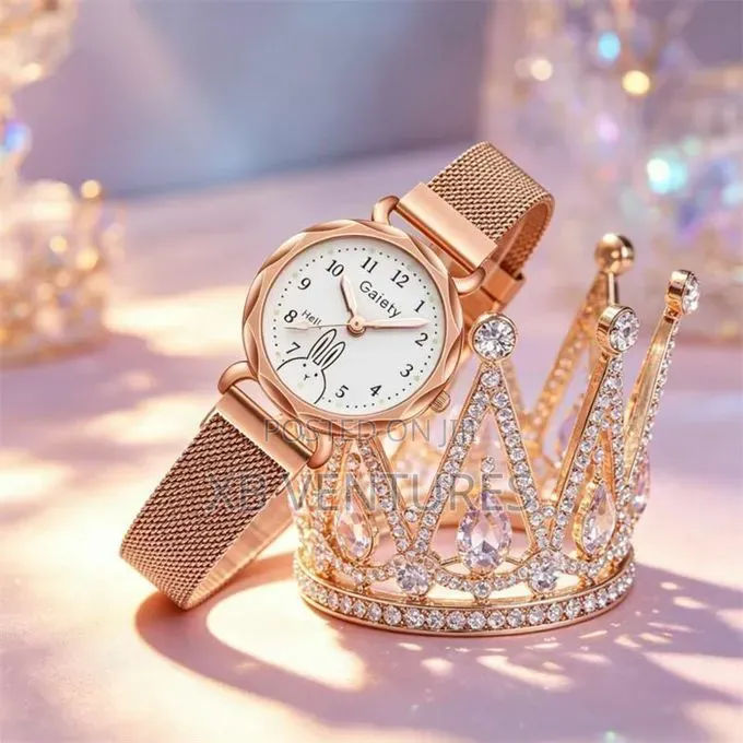 Ladies Waterproof Party Gift High-End Watch + Bracelet 2-Piece Set