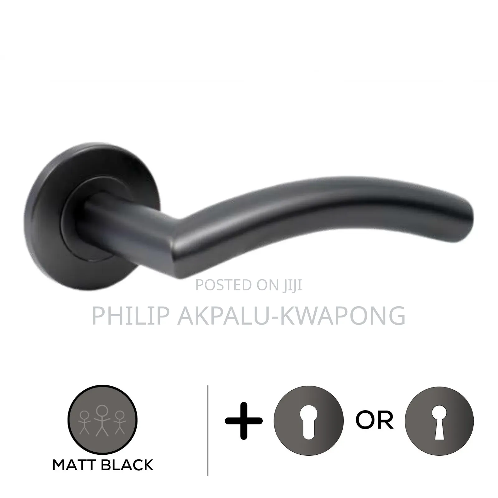 Matt Black Curved Door Lock