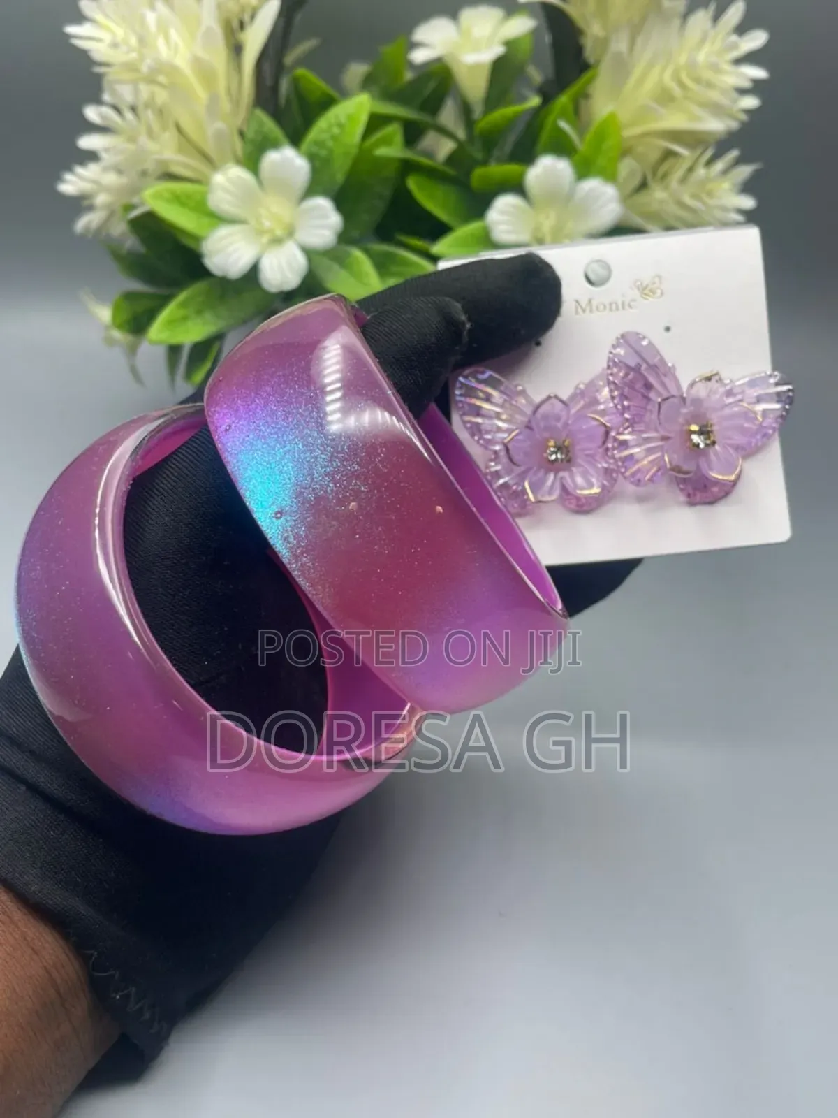 Acrylic Bangle Set With Matching Earrings – 2 Bangles Set