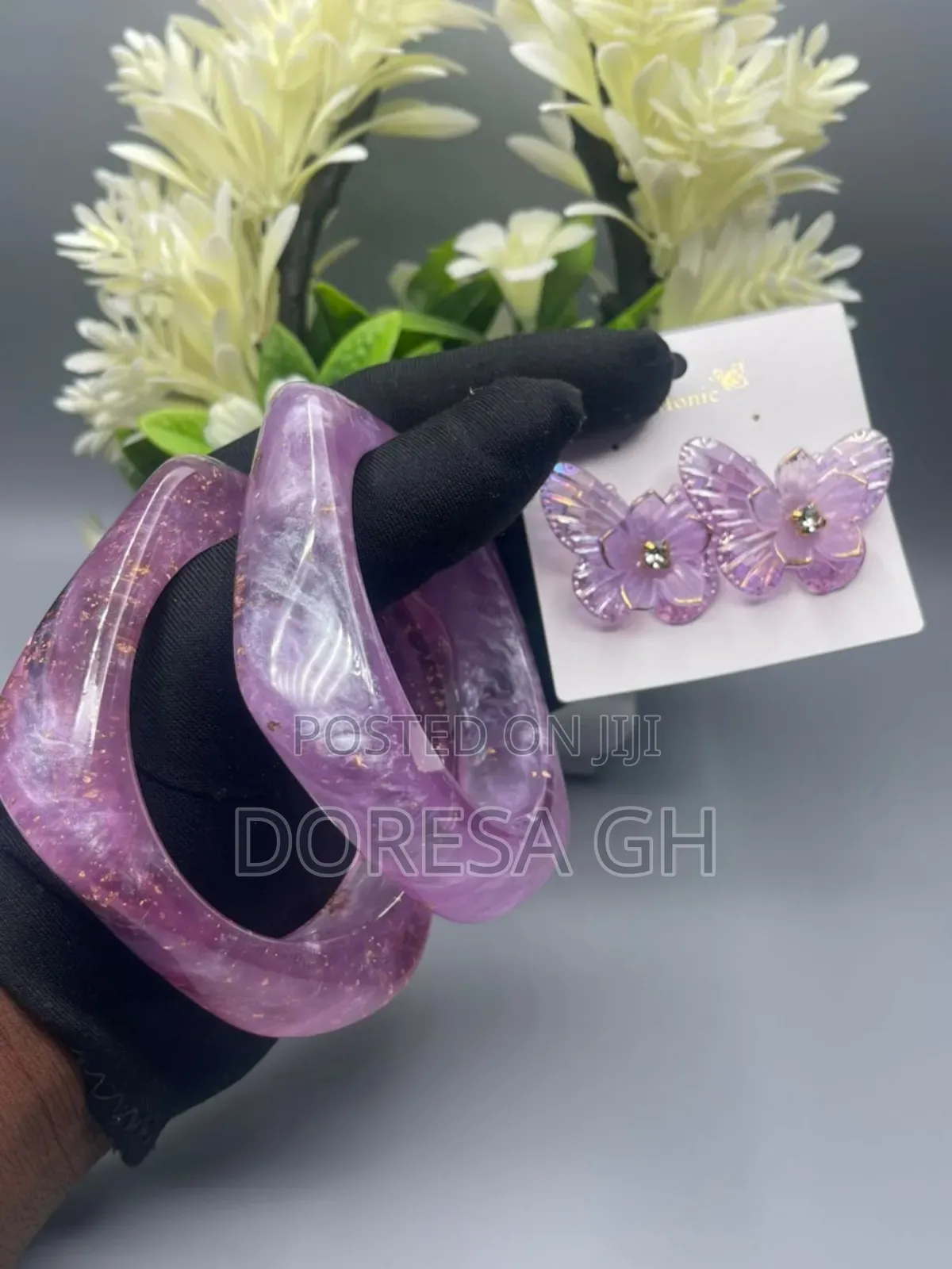 Acrylic Bangle Set With Matching Earrings – 2 Bangles Set