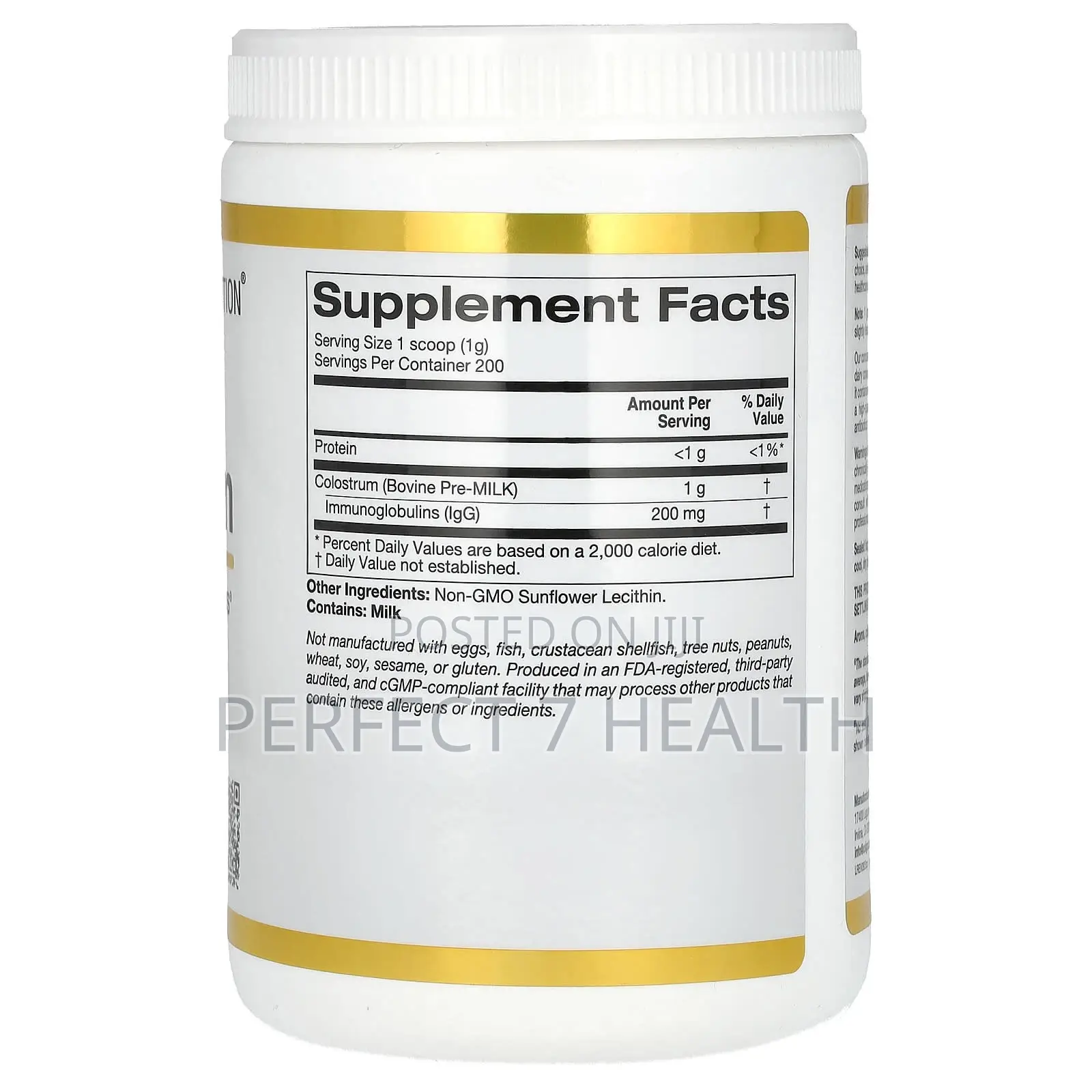 Colostrum, Immune and Gut Health, Minimum 20% Igg, 200g