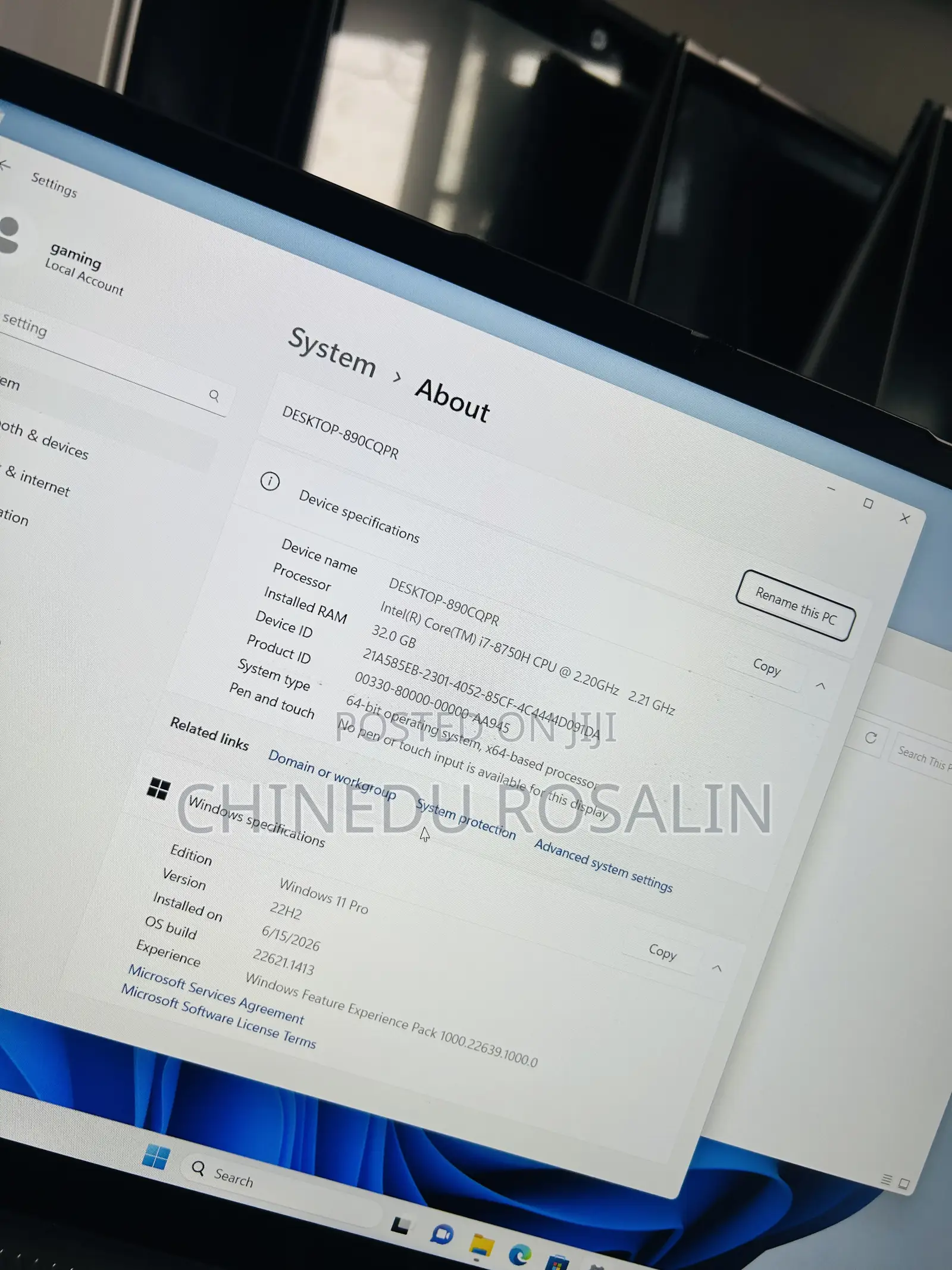 Laptop 32GB Intel Core i7 SSD 512GB