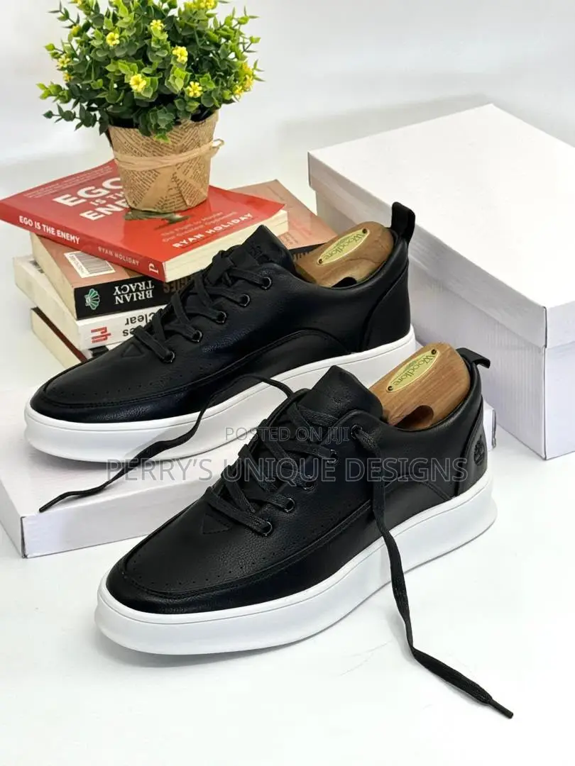 Timberland Executive Casual Leather Sneakers-Black (White Sole)