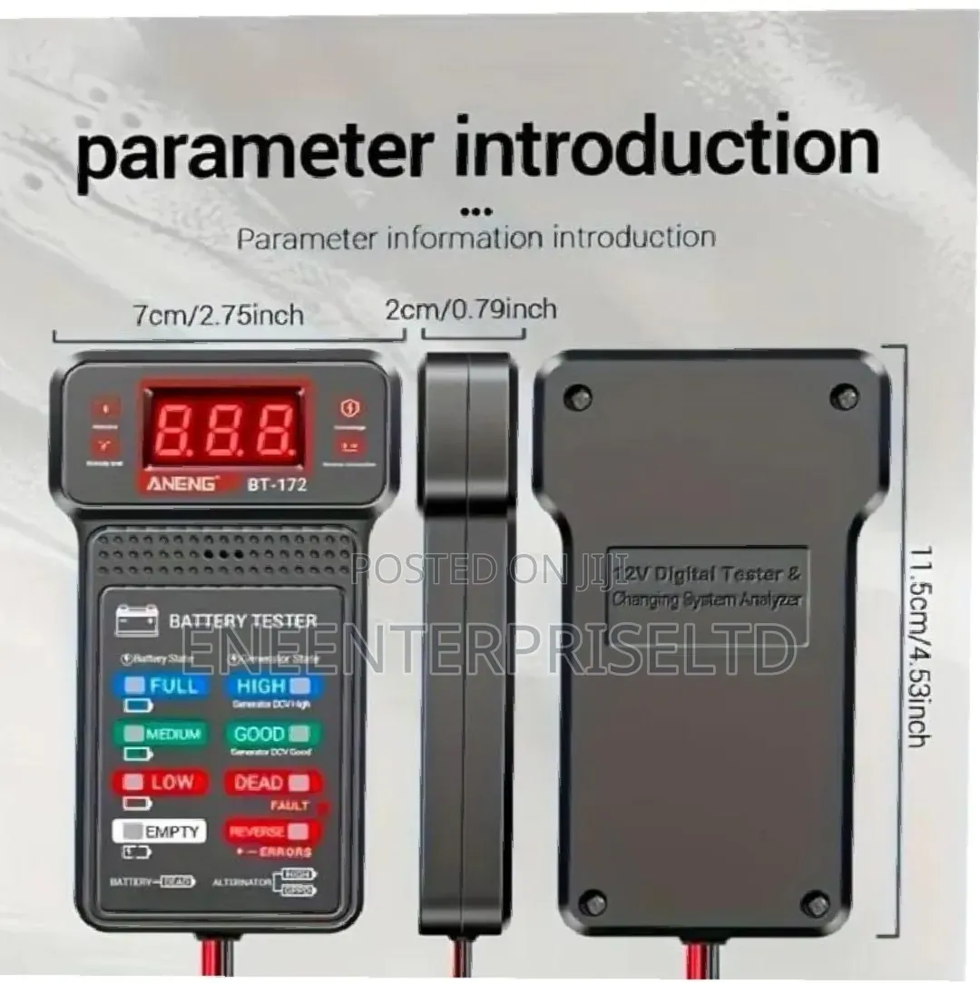 12v Car Battery Tester With Led Indicator + Alligator Clips