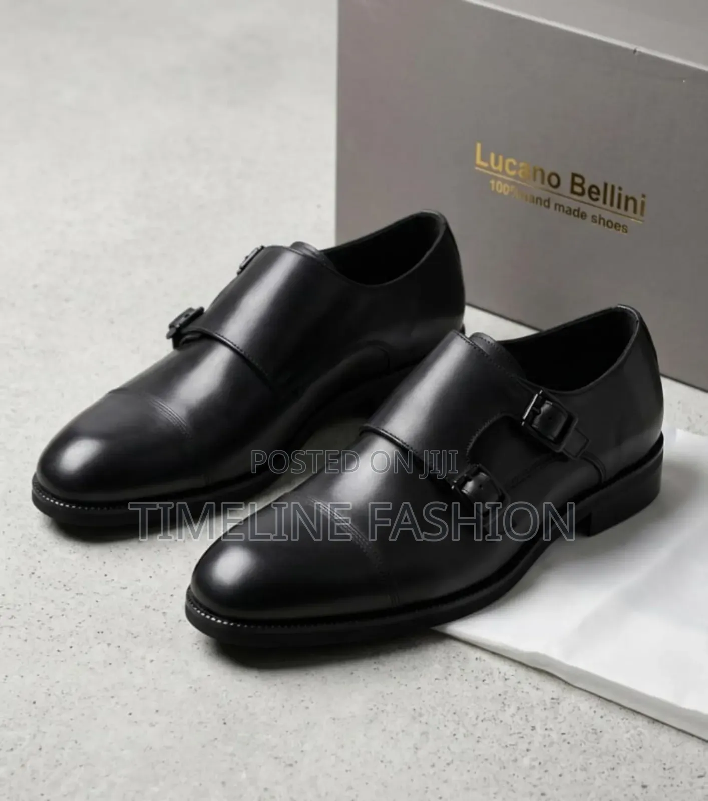 Luciano Bellini Leather Monk Strap Men's Shoes