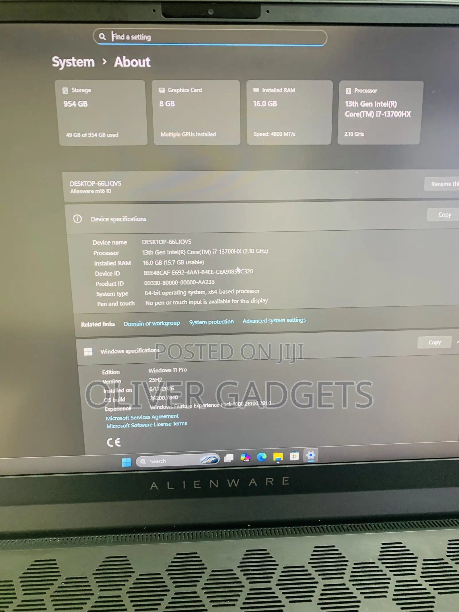 Laptop Dell Allienware M18 R1 16GB Intel Core i7 SSD 1T