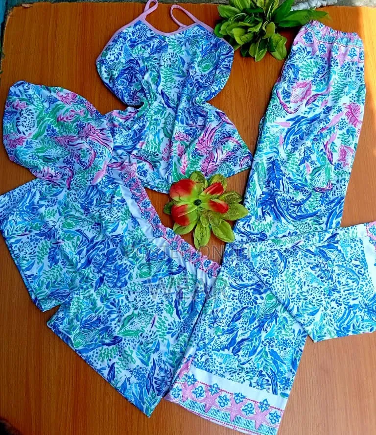 4 in 1 Nightwear
(
Bonnet ,Singlet,Shorts 
Trousers )