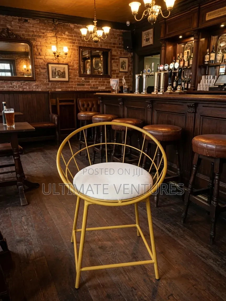 Modern Wireframe Bar Stool With White Cushion Perfect for Pubs Cafes