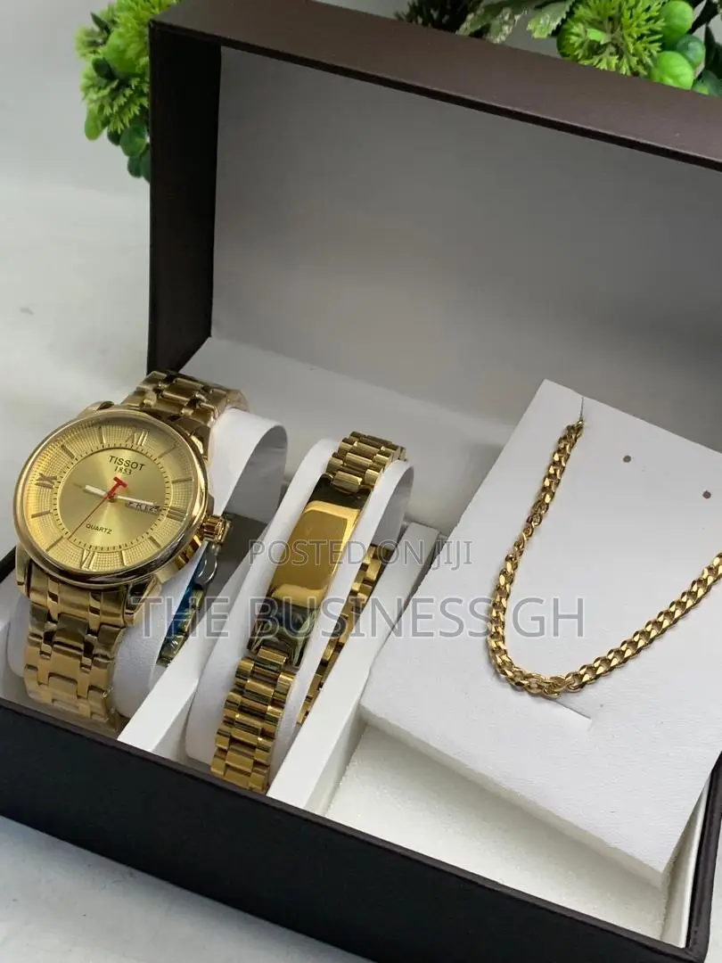 New Jewelry Set For Men (Watch, Bracelet Necklace)