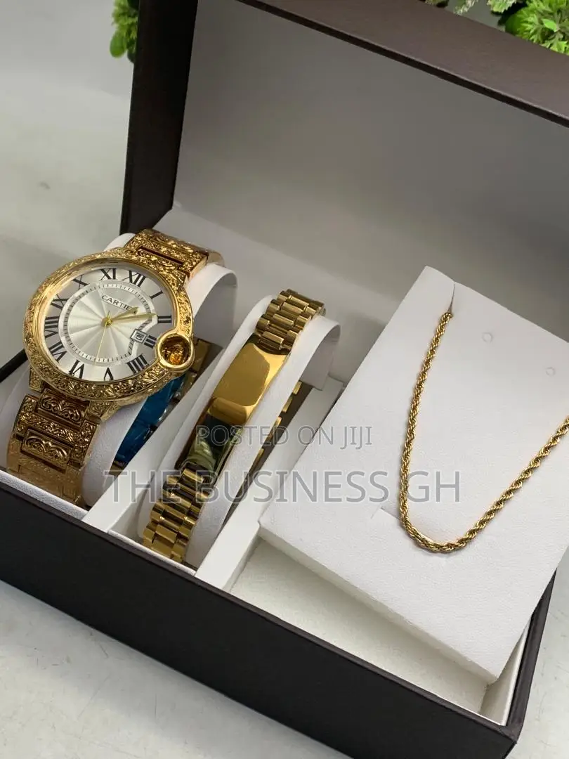 New Jewelry Set For Men (Watch, Bracelet Necklace)