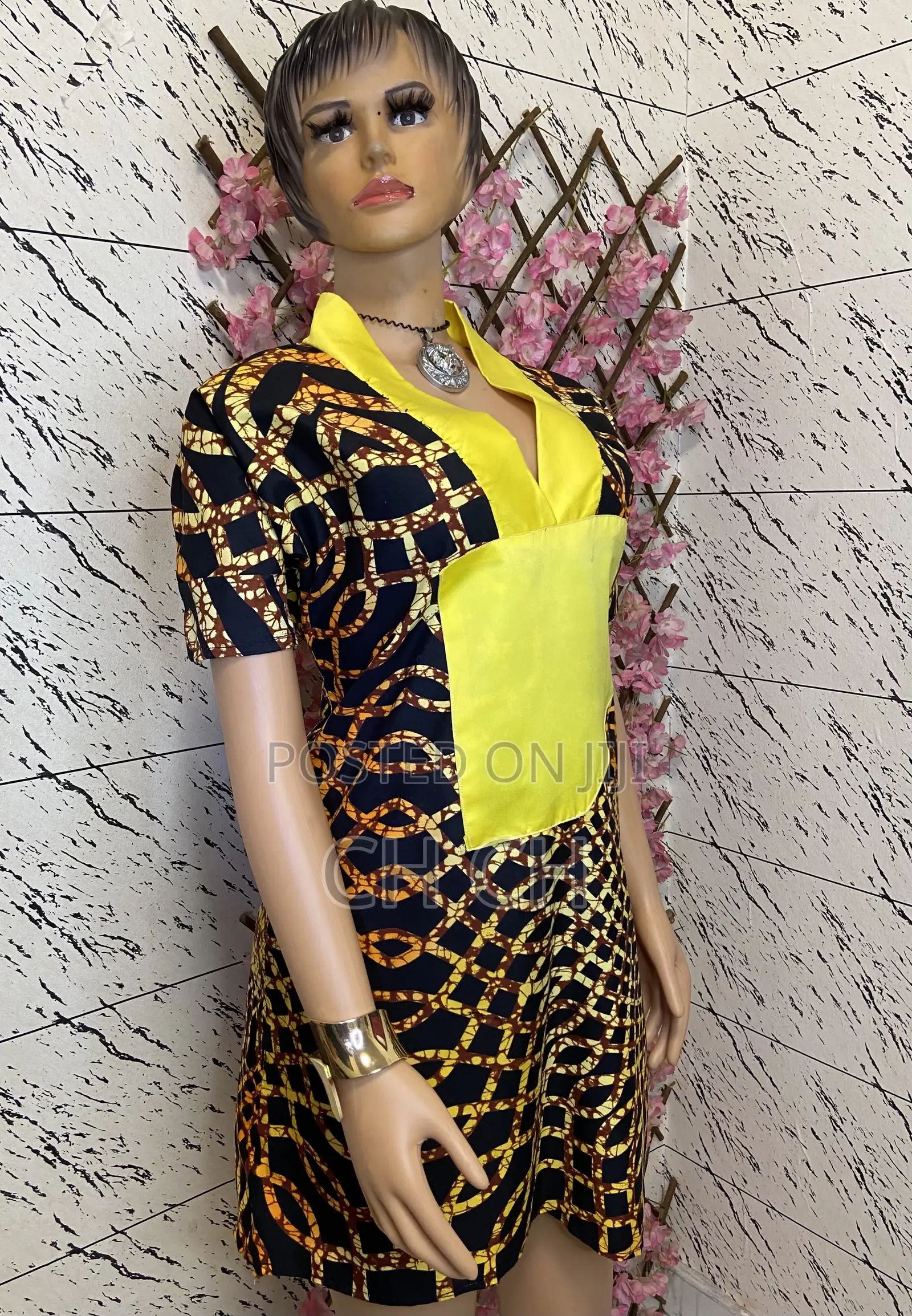 Beautiful Yellow Multicolored Ankara African Print Designed Bubu Dress