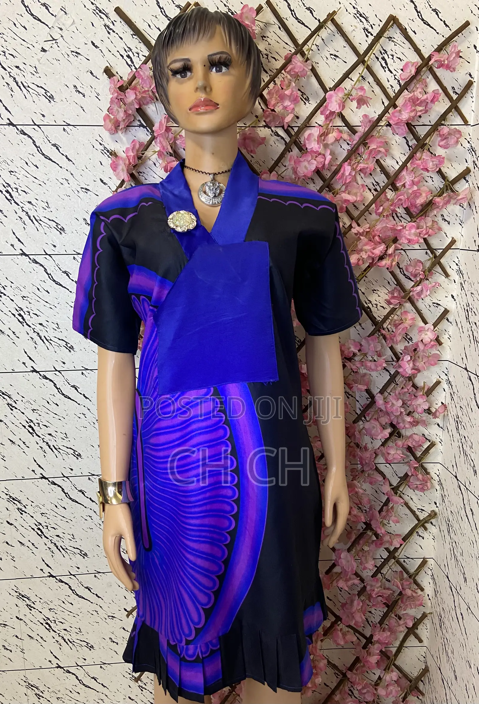 Blue Black African Print Ankara Bubu Dress