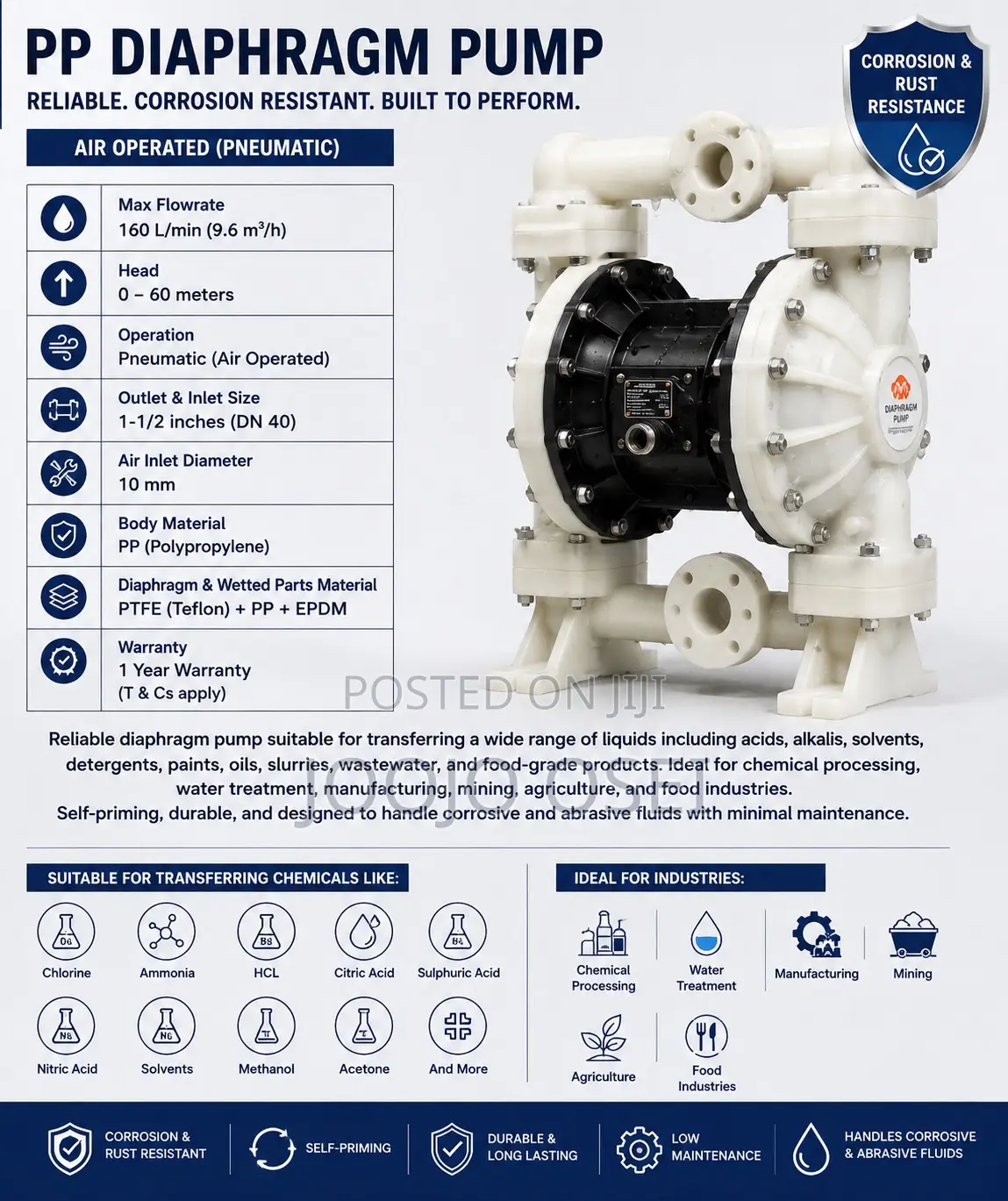 Industrial Chemical Transfer Diaphragm Pump