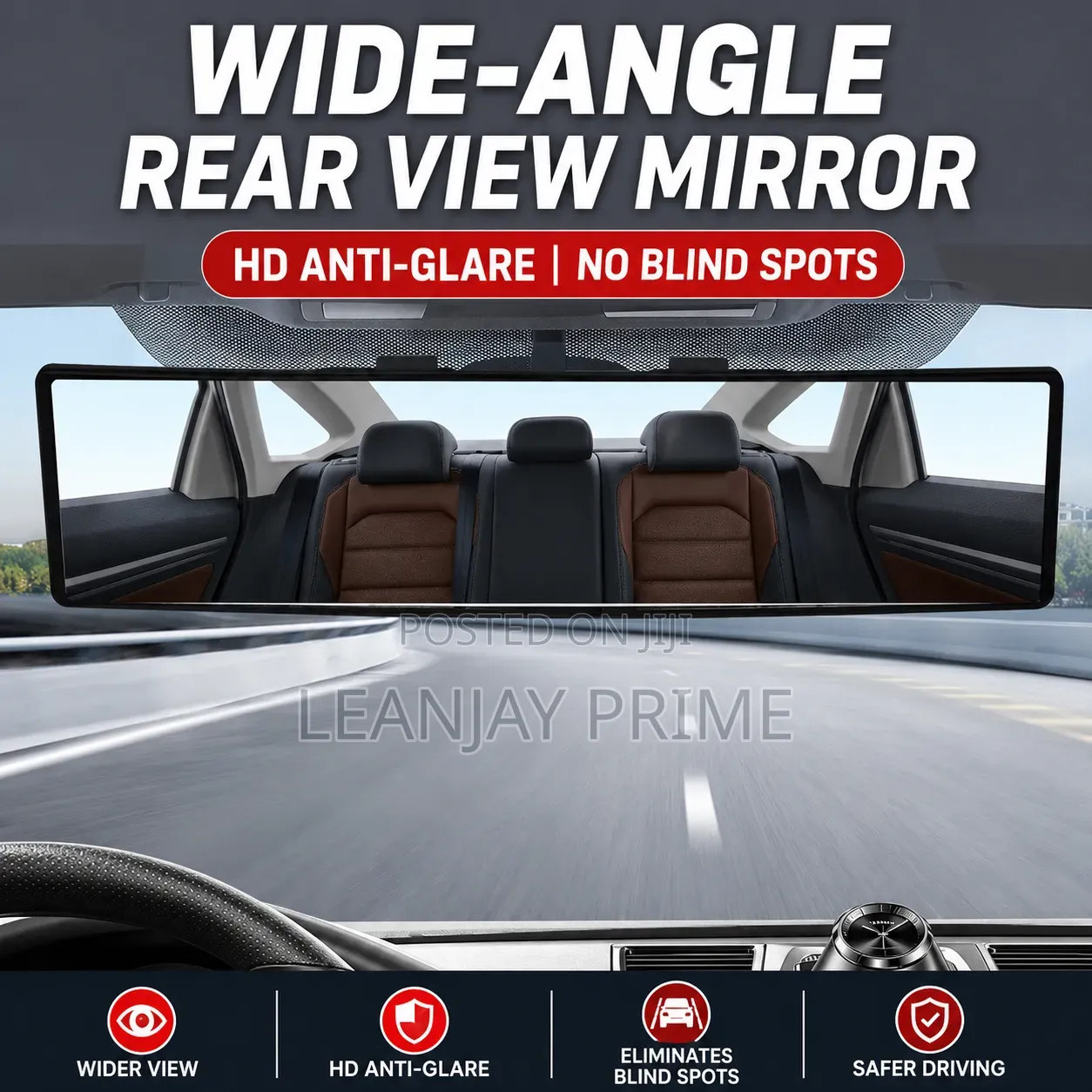 Ultra Clear Panoramic Rear View Mirror | Wide Angle Car Mirror