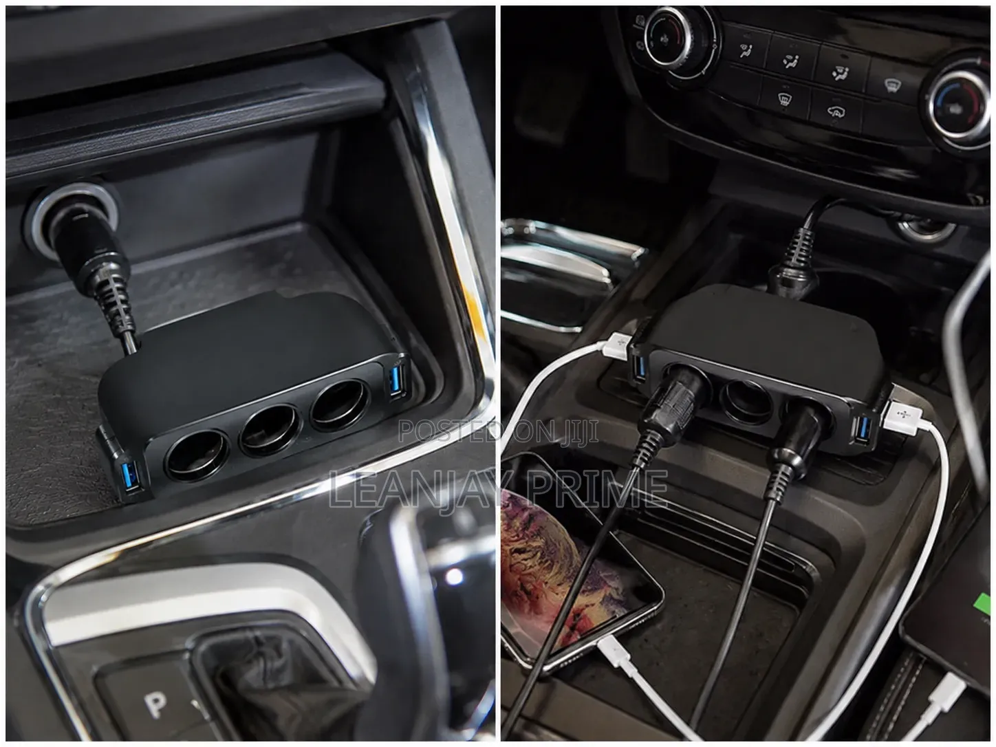 120w 3-Way Car Socket Splitter With Dual Usb Ports (12v/24v)