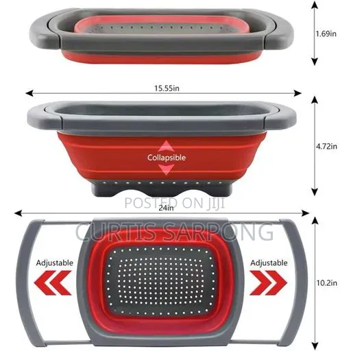 Collapsible Over the Sink Strainers With Extendable Handles