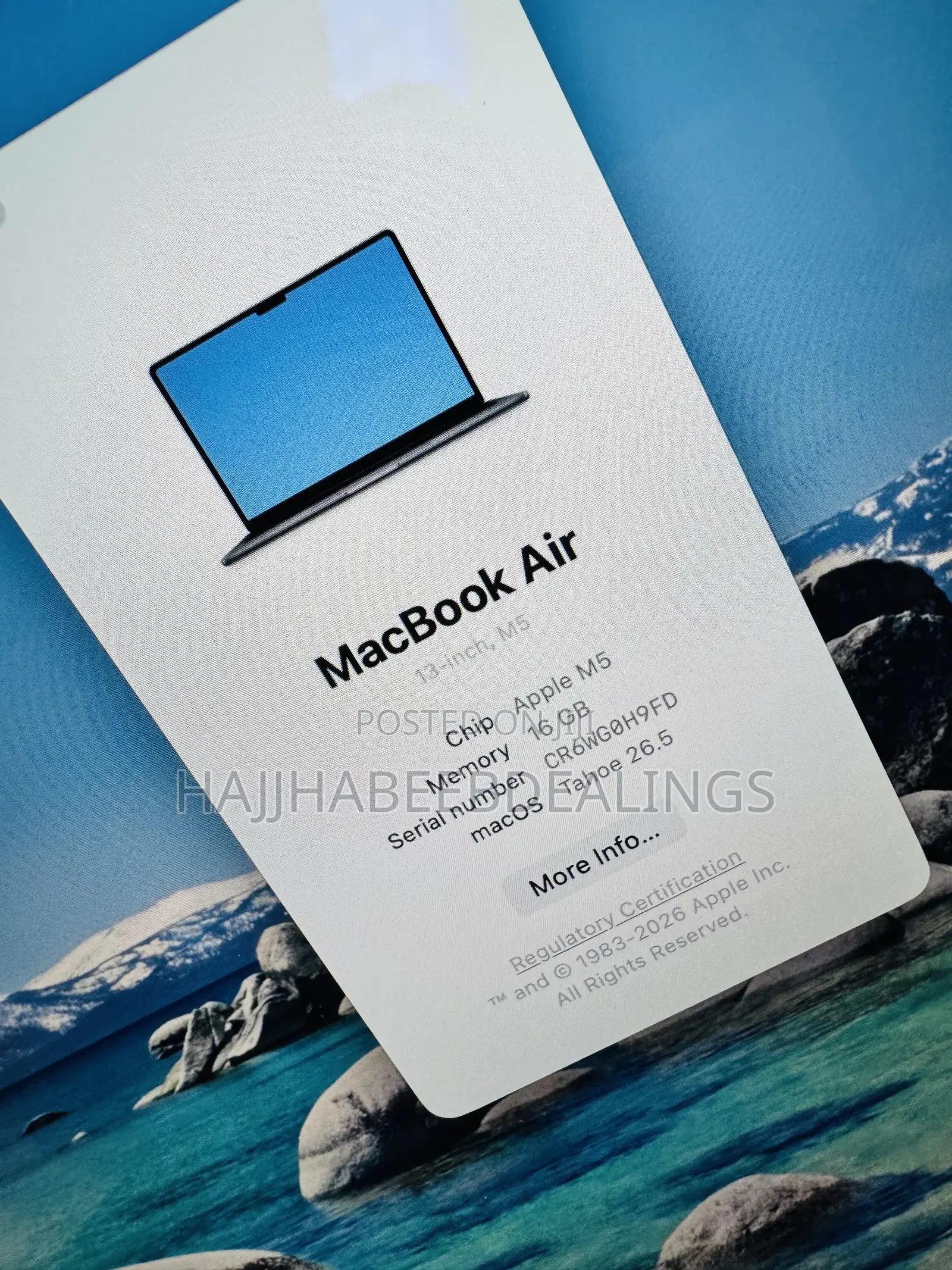 New Laptop Apple MacBook Air 2026 M5 16GB Apple M5 SSD 512GB