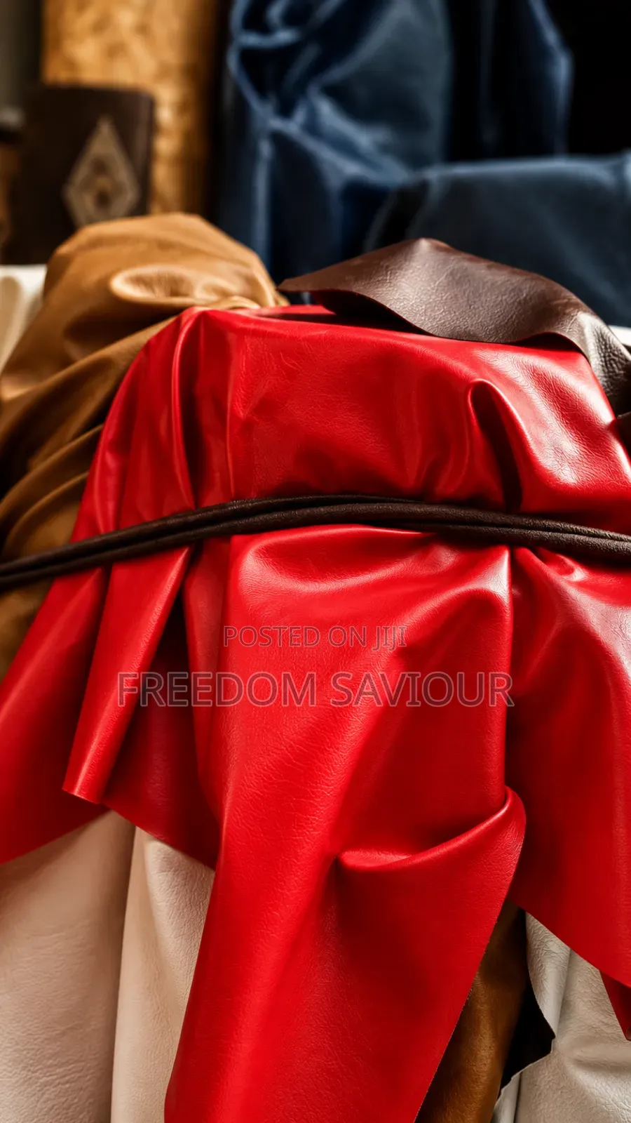Premium Red Pu Leather Upholstery Fabric