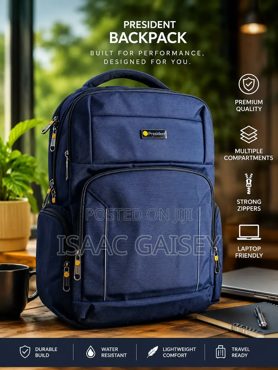 Premium Quality President Waterproof Backpack With Laptop Compartment