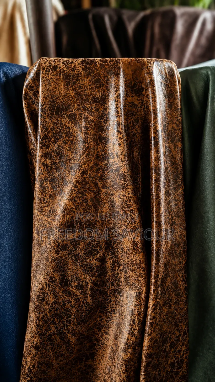 Premium Vintage Distressed Leather Upholstery Fabric – Rustic Brown