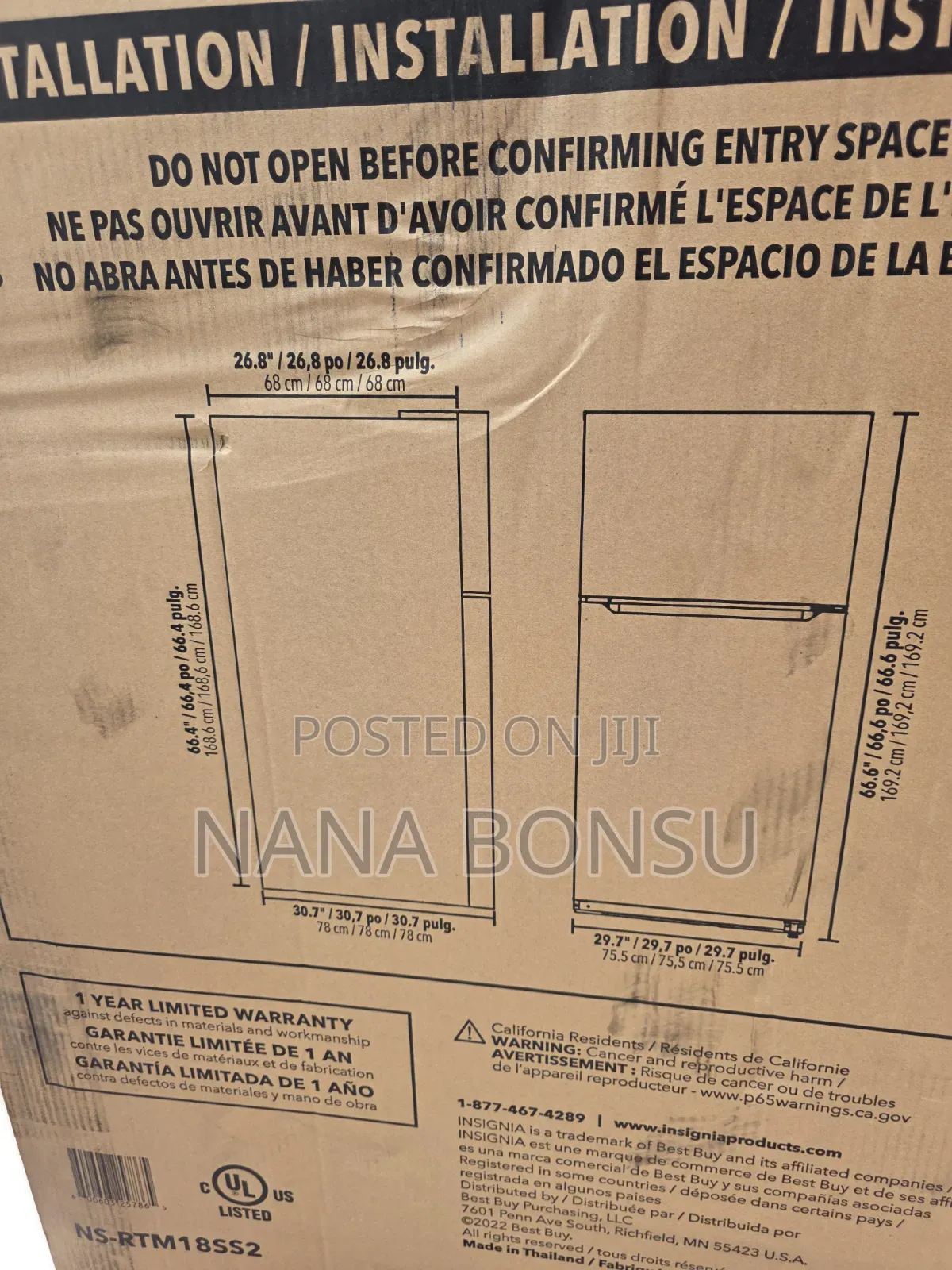 Insignia 18cu Ft Top Mount Refrigerator