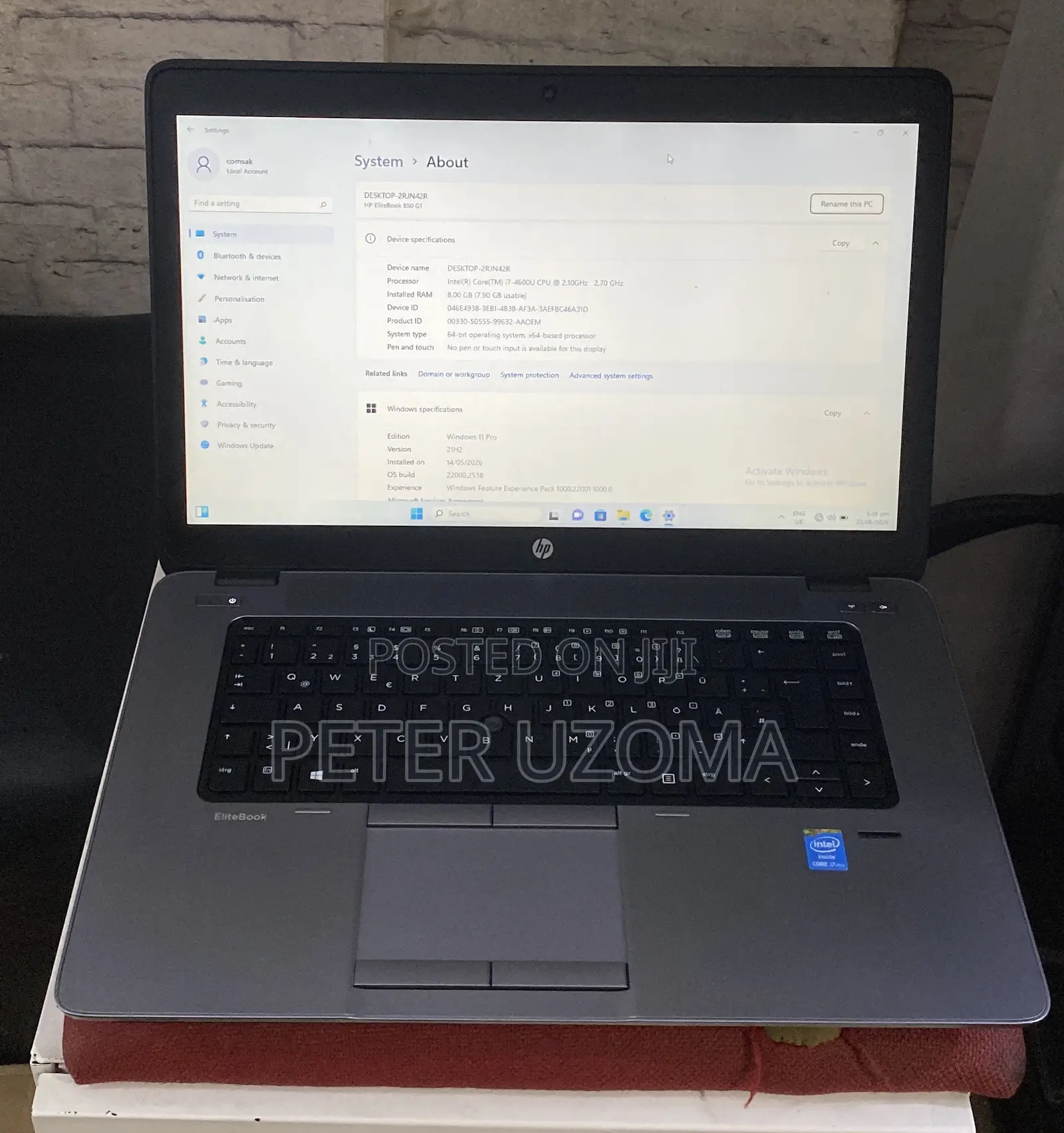 Laptop HP EliteBook 850 8GB Intel Core i7 SSD 256GB