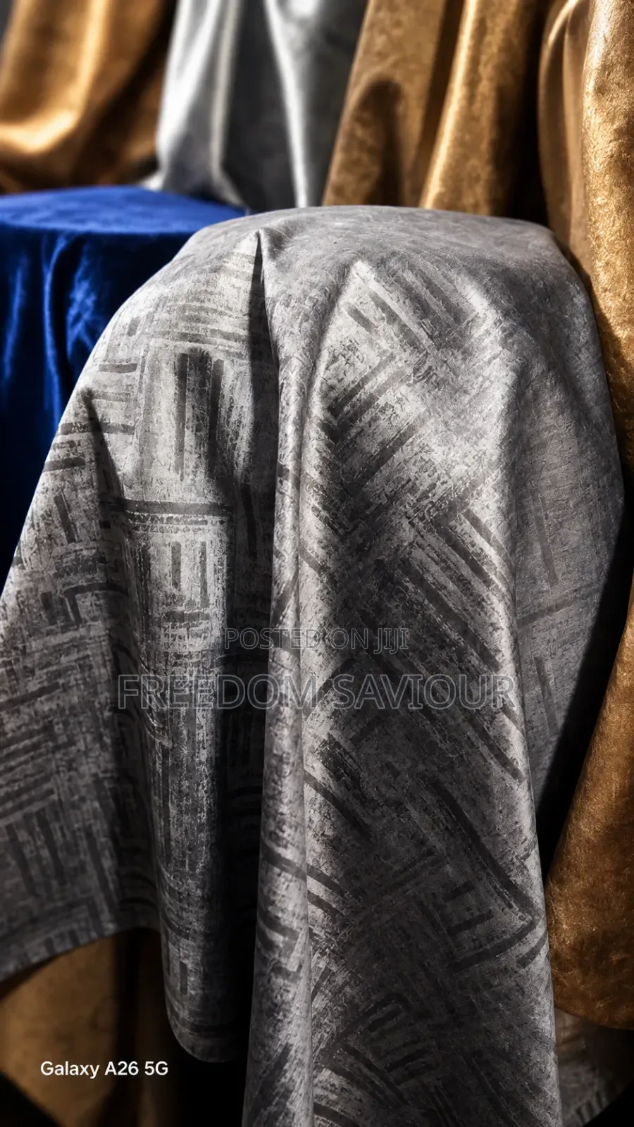 Premium Grey Abstract Upholstery Fabric – Modern Luxury Sofa Material