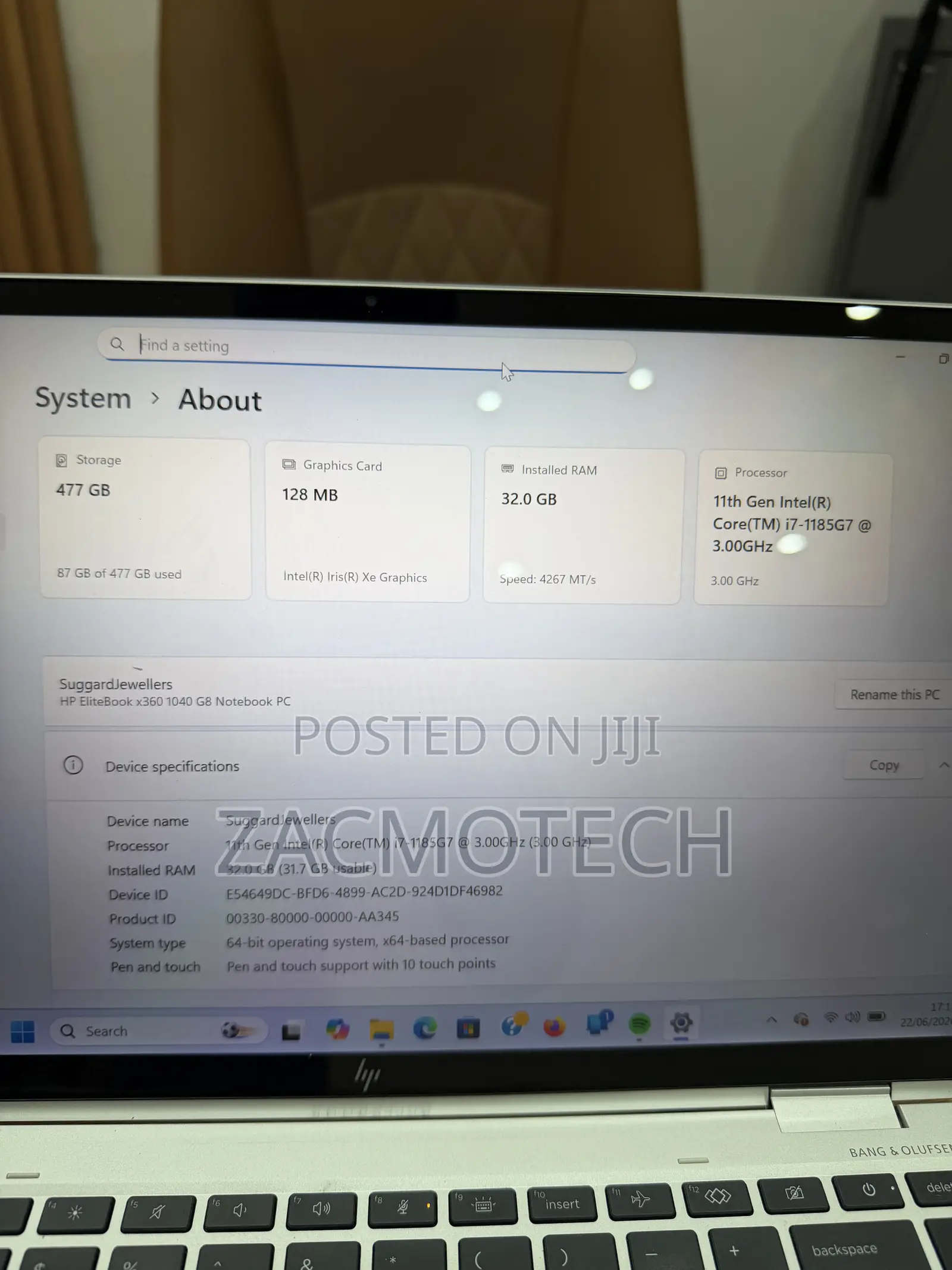 Laptop HP EliteBook 1040 G8 32GB Intel Core i7 SSD 512GB