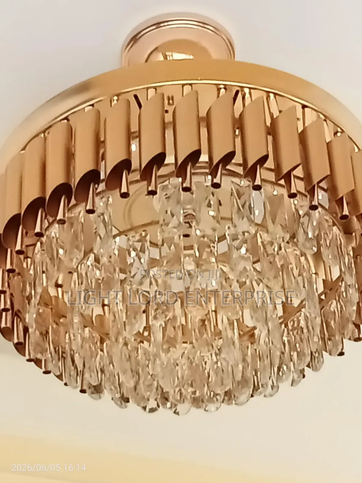 Gold Base Chandelier Fan Light