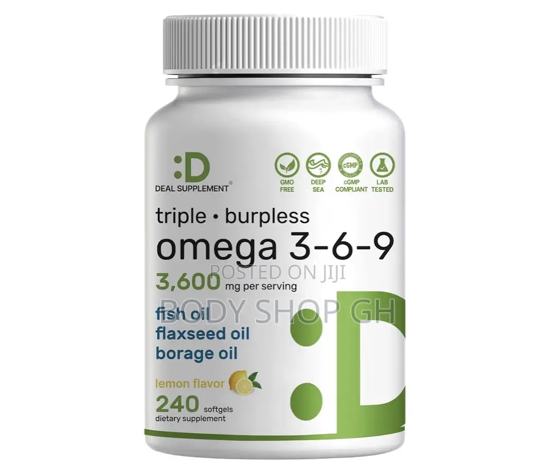 Triple Omega 3-6-9 Fish Oil 3,600mg – 240 Softgels With Flaxseed Oil