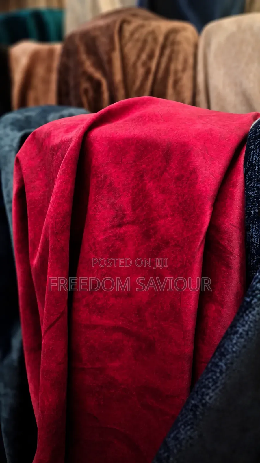 Premium Crimson Suede Upholstery Fabric – Luxury Sofa Chair Material