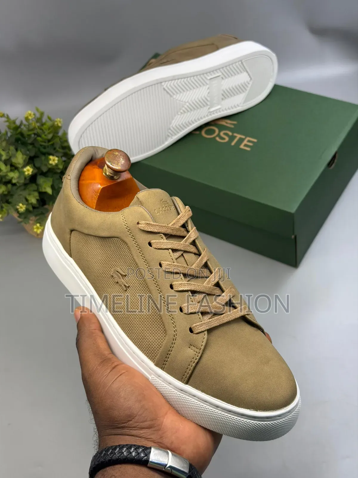 Lacoste Beige Colour Men's Casual Lace Up Sneakers