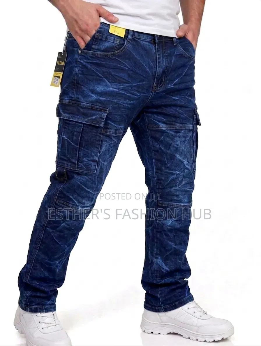 Quality Mens Cargo Jeans (Blue and Army Green)