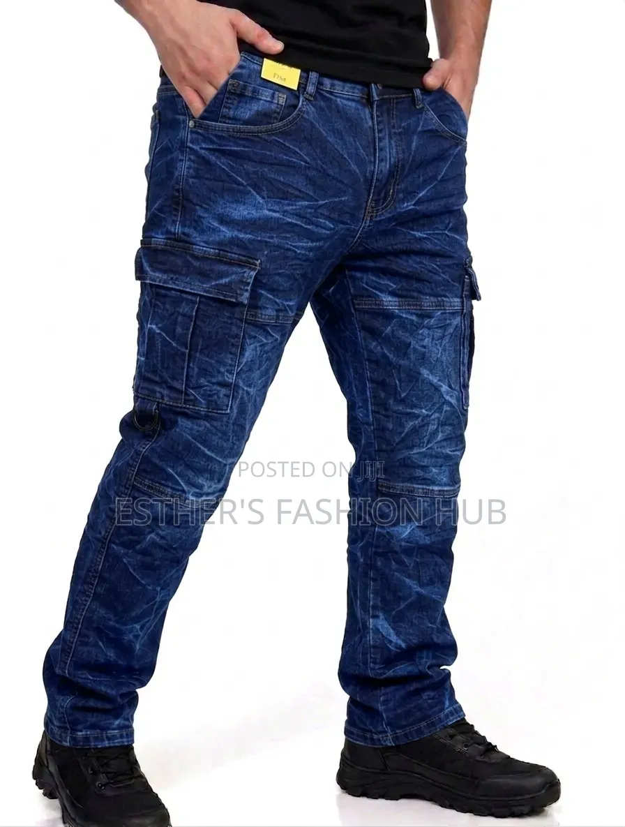Quality Mens Cargo Jeans (Blue and Army Green)