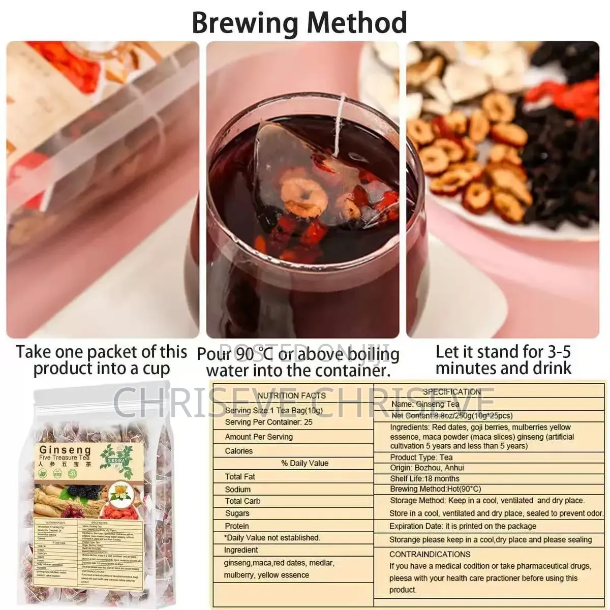 9 Treasure Ginseng Tea for Kidney Health, Stress Relief and Vitality