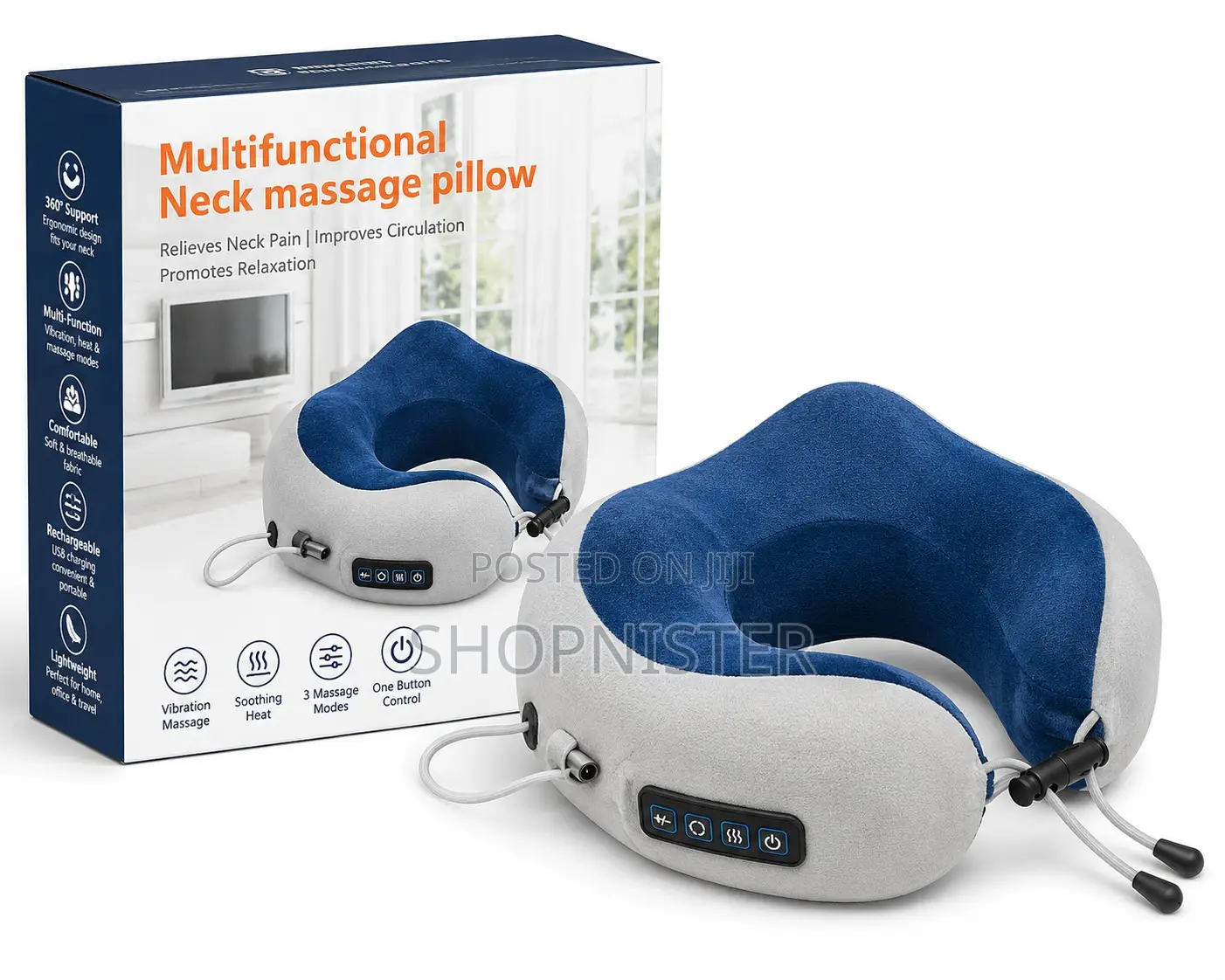 Portable U-shaped Travel Neck Massager With Vibration Heat Therapy