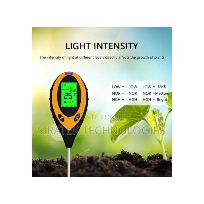 **4-in-1 Digital Soil Ph, Moisture, Temperature Light Meter**