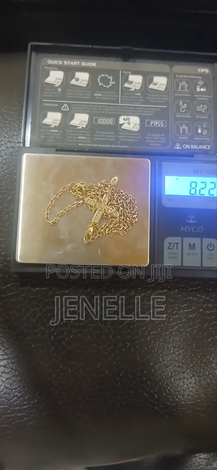 9ct Gold Solid Belcher Link Chain Cross Pendant