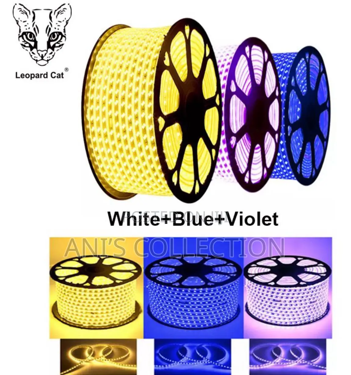 Leopard Cat 50m/100m Roll White + Blue + Violet 2835 Led Strip Light