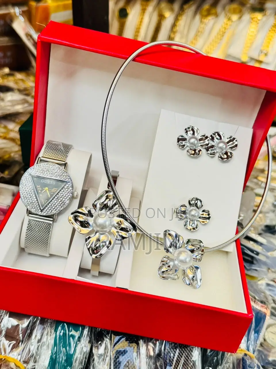 Lady's Luxury Watches + Bracelet, Necklace, Earrings Set