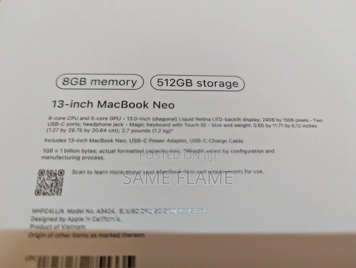 New Laptop Apple MacBook Neo 2026 8GB Apple M5 Pro SSD 512GB