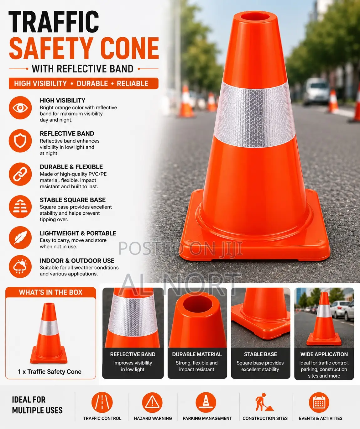 Traffic Safety Cone With Reflective Band